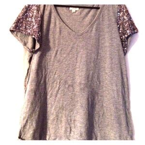 Aerie Grey sequin sleeve shirt size XL
